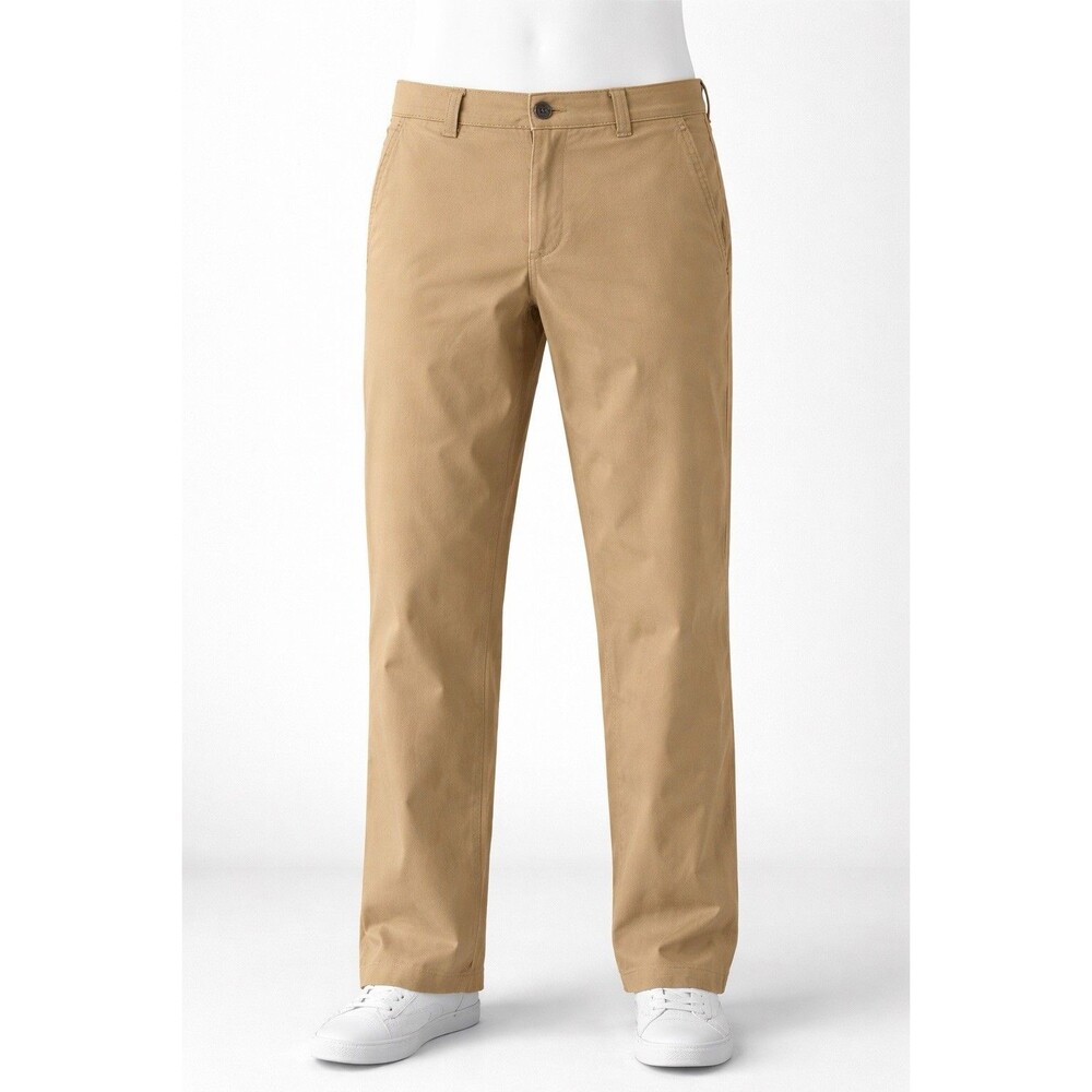 Men’s Khaki Straight Chino Pants 34x32 Stretch Casual Classic Fit - Picture 7 of 15